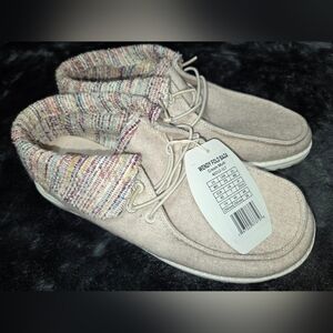 Hey Dudes Wendy Fold Baja Boots - Cream Multi - Size 9 - NWT